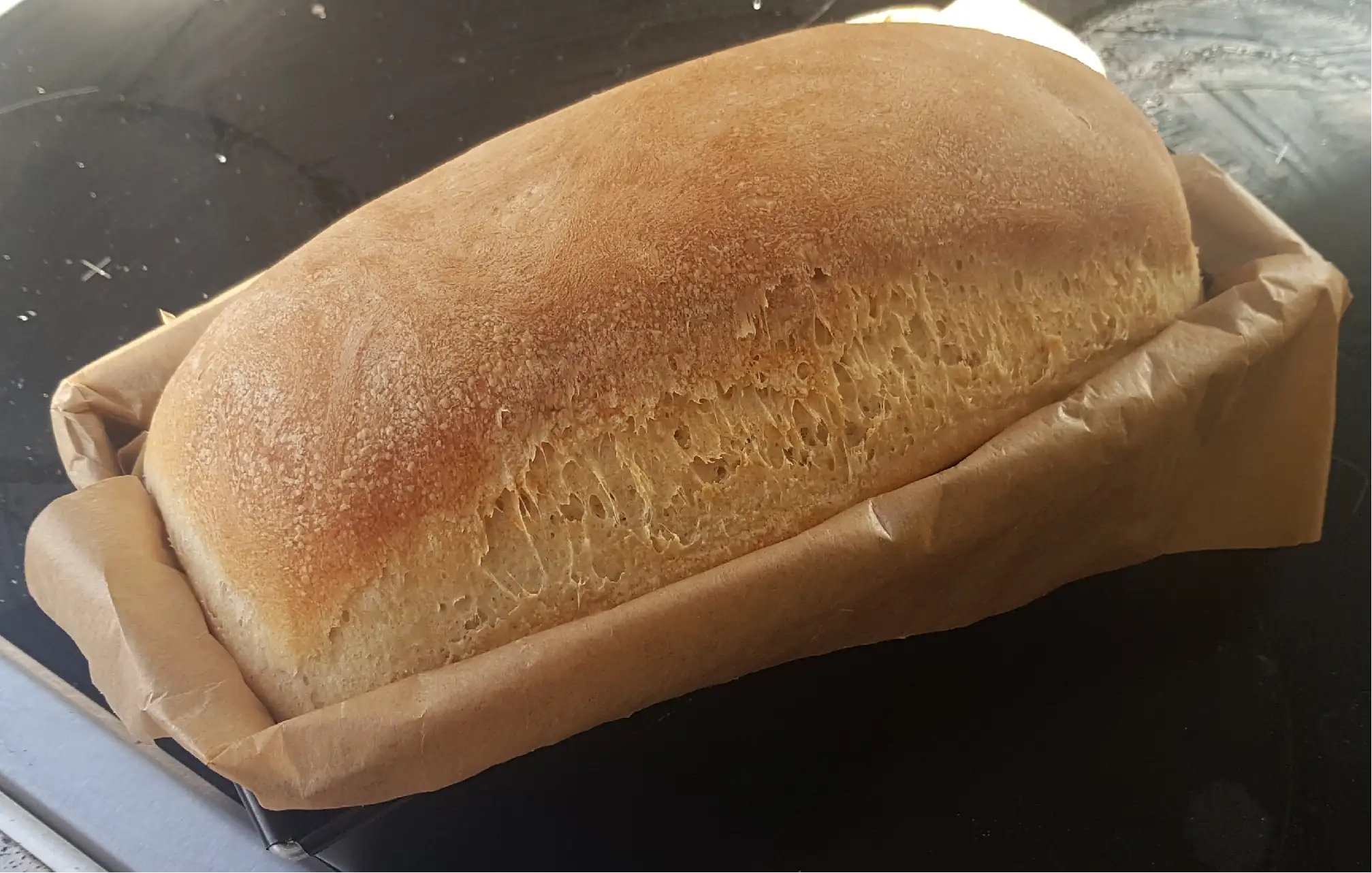 Finished bread in its baking mold